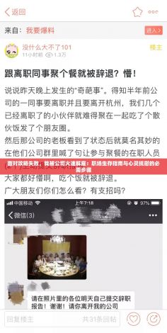 面对攻略失败，我被公司火速解雇：职场生存指南与心灵抚慰的必需步骤